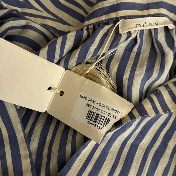 Doen Marine Dress Blue Villandry Striped Silk Dress NWT Size XS - Picture 8 of 11